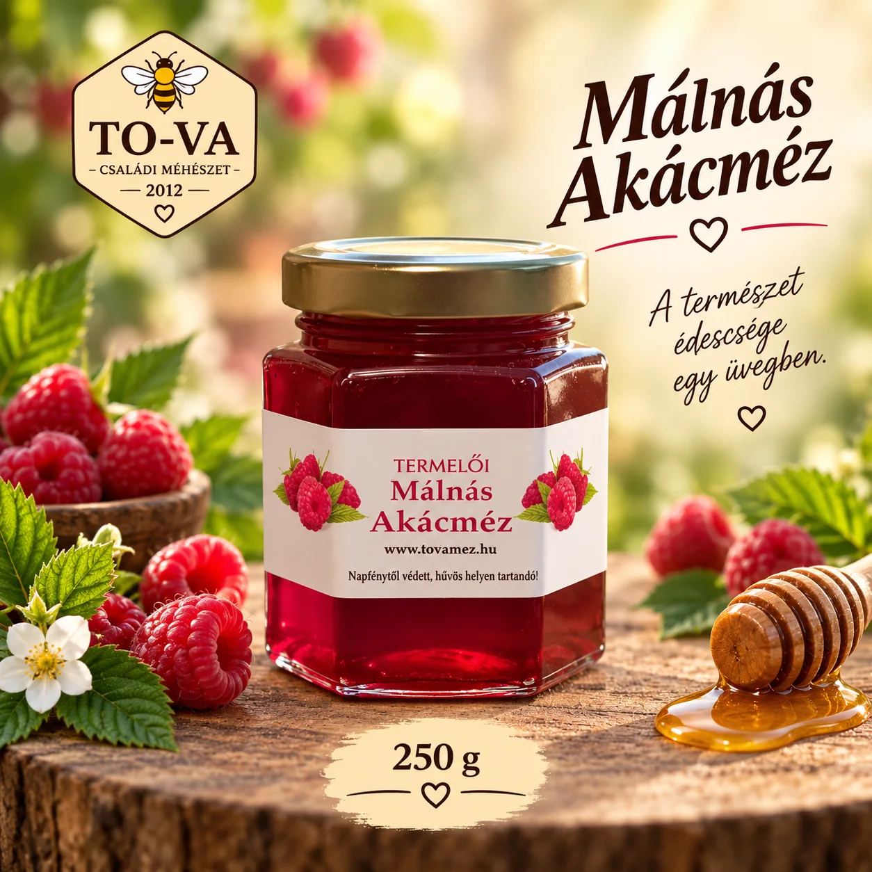 Málnás akácméz – 250 g