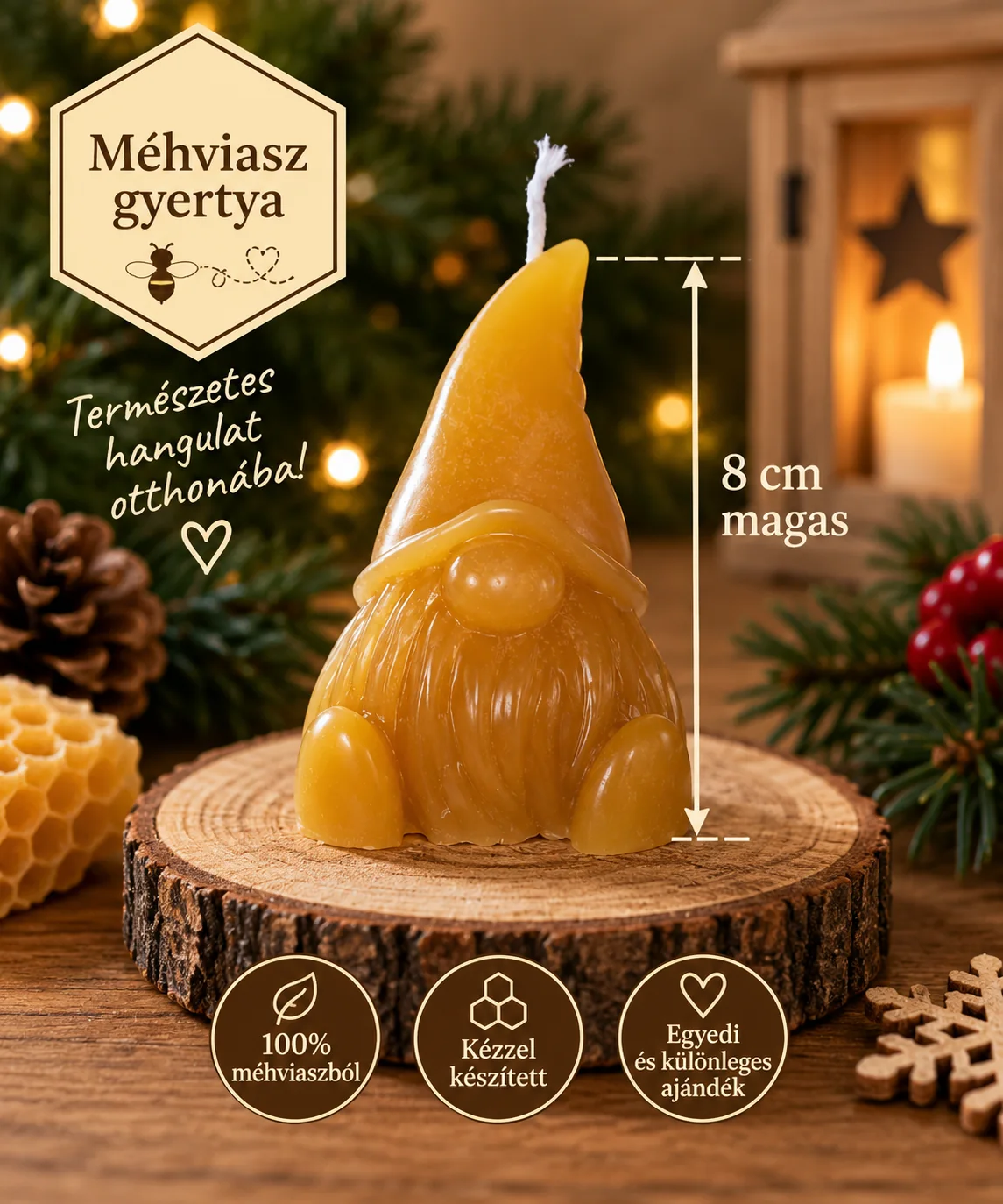 Ülő törpe méhviaszgyertya